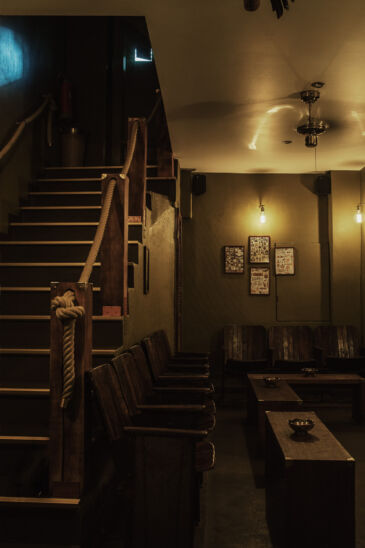 The entrance of the Kinly Bar in Frankfurt